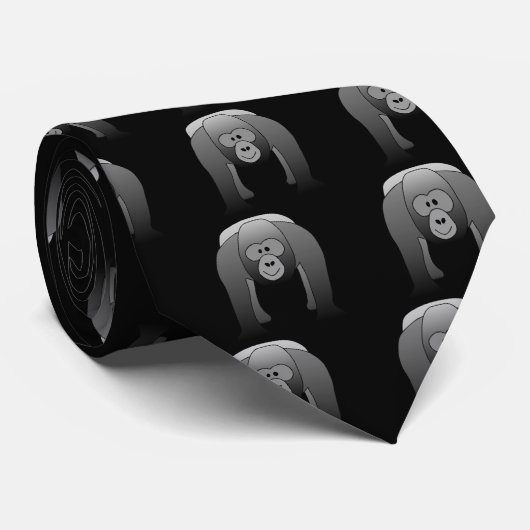 Silverback Gorilla Cartoon Krawatte (Gerollt)