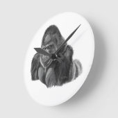 Silverback Gorilla Clock ゴリラの時計 Runde Wanduhr (Winkel)