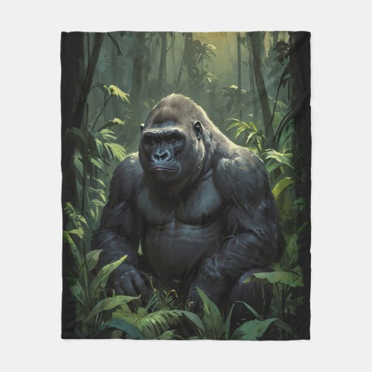 Silverback Gorilla in Ruanda Fleecedecke (Vorderseite)