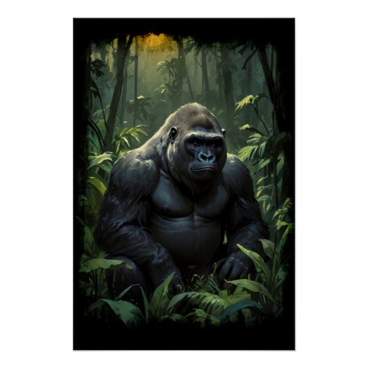 Silverback Gorilla in Ruanda Poster (Vorderseite)