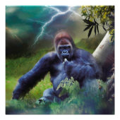 SILVERBACK GORILLA JUNGLE ERLEUCHTUNG FOTODRUCK (Vorne)