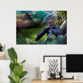 SILVERBACK GORILLA JUNGLE ERLEUCHTUNG POSTER (Heimbüro)