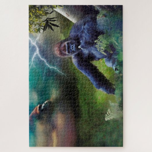 SILVERBACK GORILLA JUNGLE ERLEUCHTUNG PUZZLE (Vertikal)