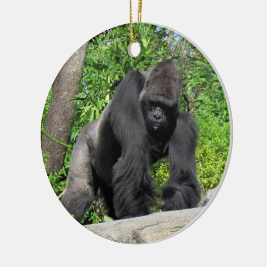 Silverback Gorilla Keramik Ornament (Links)