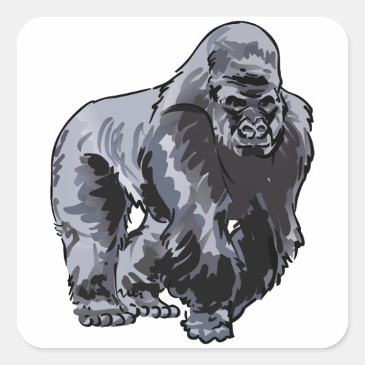 Silverback Gorilla Quadratischer Aufkleber (Vorderseite)