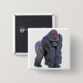 Silverback-Gorilla, Weiß-Rückseite (g2p2) Button (Vorne & Hinten)