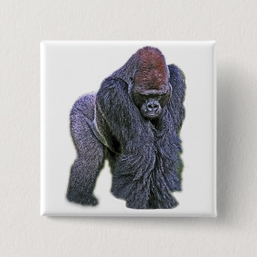 Silverback-Gorilla, Weiß-Rückseite (g2p2) Button (Vorderseite)