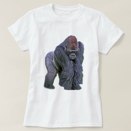 Silverback-Gorilla, Weiß-Rückseite (g2p2) T-Shirt (Design vorne)