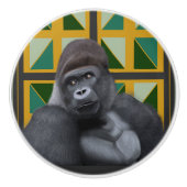 Silverback Gorilla Yellow und Green Geometric Keramikknauf (Vorderseite)