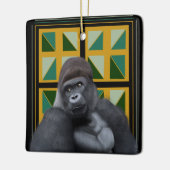 Silverback Gorilla Yellow und Green Geometric Keramikornament (Links)
