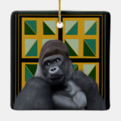 Silverback Gorilla Yellow und Green Geometric Keramikornament (Rückseite)