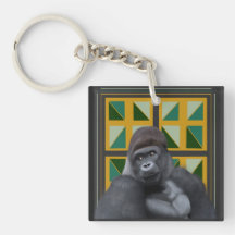 Silverback Gorilla Yellow und Green Geometric