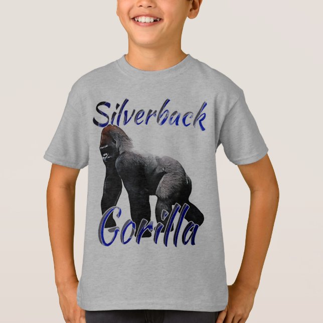 Silverback-Gorilla-Zoo-Tier scherzt Jungen T-Shirt (Vorderseite)