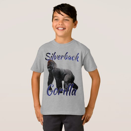 Silverback-Gorilla-Zoo-Tier scherzt Jungen T-Shirt (Vorne ganz)