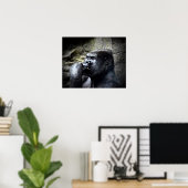 Silverback Mountain Gorilla Denken Poster (Heimbüro)