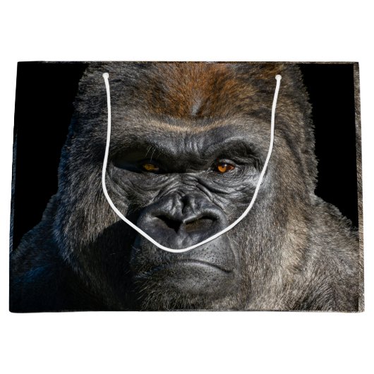 Silverback Strength – Gorilla Portrait Gift Bag Große Geschenktüte (Vorderseite)