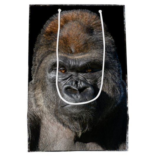 Silverback Strength – Gorilla Portrait Mittlere Geschenktüte (Rückseite)