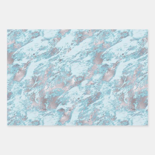 SilverBlue-Marmor Geschenkpapier Set (Vorderseite 3)