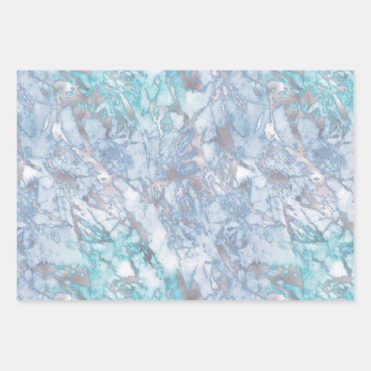 SilverBlue-Marmor Geschenkpapier Set (Vorderseite 2)