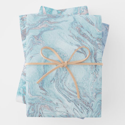 SilverBlue-Marmor Geschenkpapier Set (Beispiel)