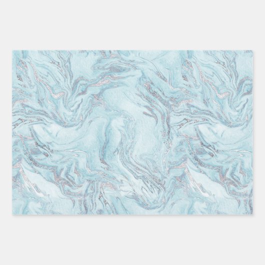 SilverBlue-Marmor Geschenkpapier Set (Vorderseite)