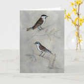 Silvered Aviary | Ein Paar Vögel Karte (Gelbe Blume)