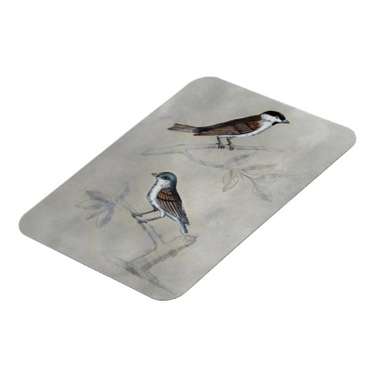 Silvered Aviary | Ein Paar Vögel Magnet (Linke Seite)