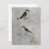 Silvered Aviary | Ein Paar Vögel Postkarte (Vorne/Hinten)