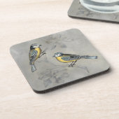 Silvered Aviary | Vogel Couple Getränkeuntersetzer (Linke Seite)