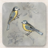 Silvered Aviary | Vogel Couple Getränkeuntersetzer (Vorderseite)