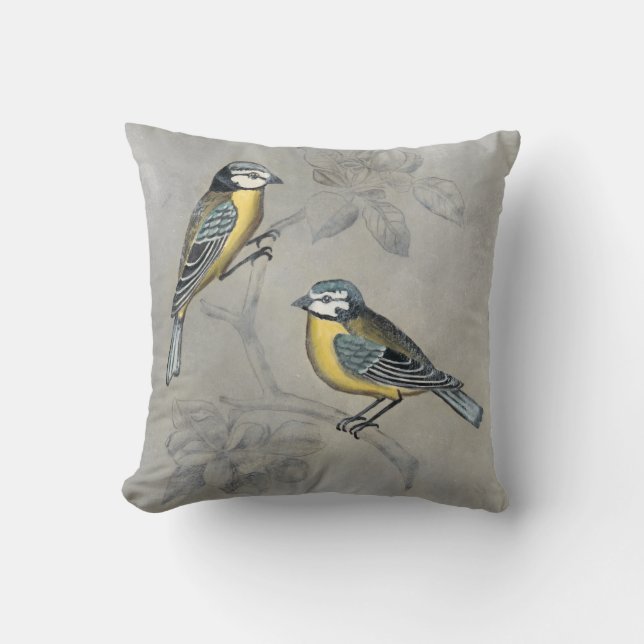 Silvered Aviary | Vogel Couple Kissen (Vorderseite)