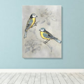 Silvered Aviary | Vogel Couple Leinwanddruck (Insitu (Holzboden))