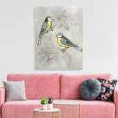 Silvered Aviary | Vogel Couple Leinwanddruck (Insitu (Wohnzimmer))