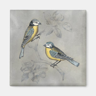 Silvered Aviary Vogel Couple Magnet