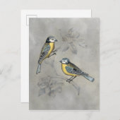 Silvered Aviary | Vogel Couple Postkarte (Vorne/Hinten)