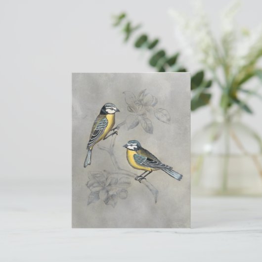 Silvered Aviary | Vogel Couple Postkarte (Stehend Vorderseite)