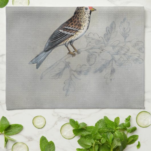 Silvered Aviary | Zwei Vögel Geschirrtuch (Gefaltet)