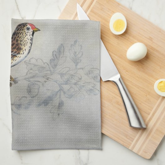Silvered Aviary | Zwei Vögel Geschirrtuch (Viertel Falte)
