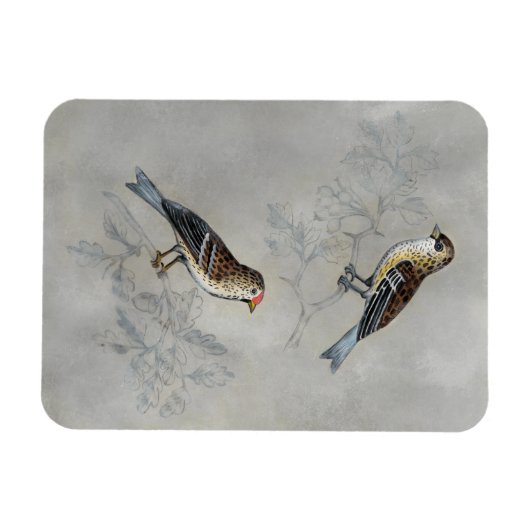 Silvered Aviary | Zwei Vögel Magnet (Horizontal)