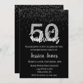 SilverGlitter 50 & Fabulous 50 Geburtstagsparty Einladung (Vorne/Hinten)