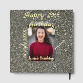 Silverglitter Foto 20. Geburtstag Namensdatum hinz Gästebuch (Rückseite)
