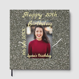 Silverglitter Foto 20. Geburtstag Namensdatum hinz Gästebuch