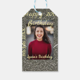 Silverglitter Foto 20. Geburtstag Namensdatum hinz Geschenkanhänger