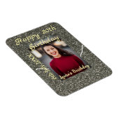 Silverglitter Foto 20. Geburtstag Namensdatum hinz Magnet (Rechte Seite)