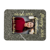 Silverglitter Foto 20. Geburtstag Namensdatum hinz Magnet (Horizontal)