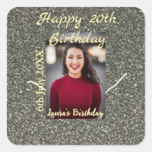 Silverglitter Foto 20. Geburtstag Namensdatum hinz