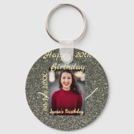 Silverglitter Foto 20. Geburtstag Namensdatum hinz Schlüsselanhänger