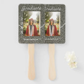 Silverglitter Foto Abschluss hinzufügen Namensklas Fächer (Vorne und Hinten)