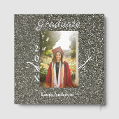 Silverglitter Foto Abschluss hinzufügen Namensklas Gästebuch (Rückseite)