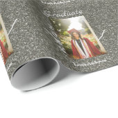 Silverglitter Foto Abschluss hinzufügen Namensklas Geschenkpapier (Rolleneckpunkt)